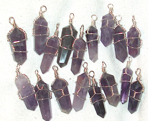 Sterling Silver Wrapped Double Terminated Amethyst Pendant